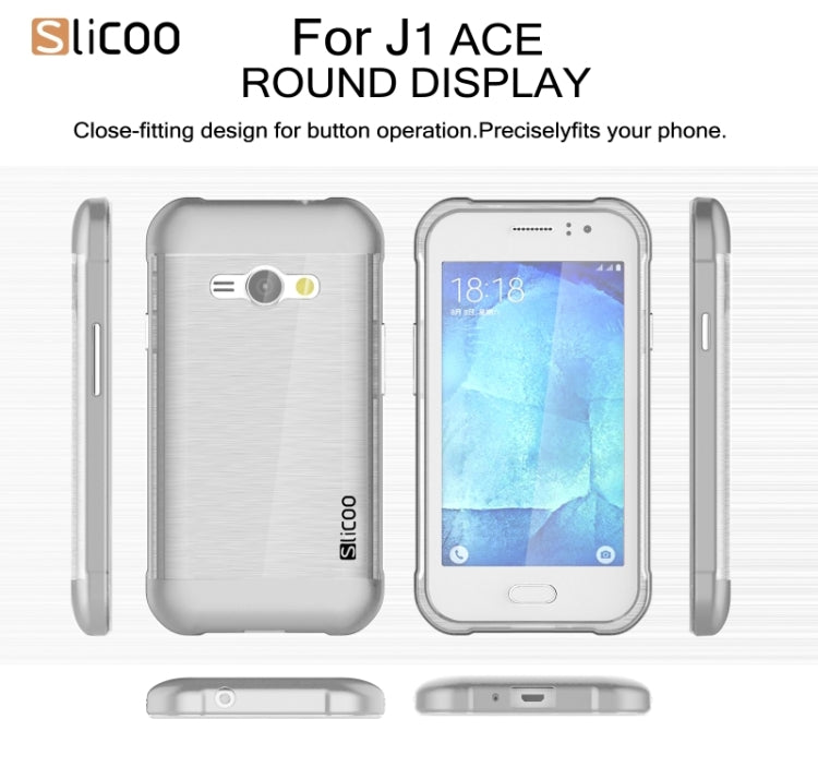 Slicoo Brushed Texture Electroplating Transparenct TPU + PC Combination Case for Galaxy J1 Ace / J110