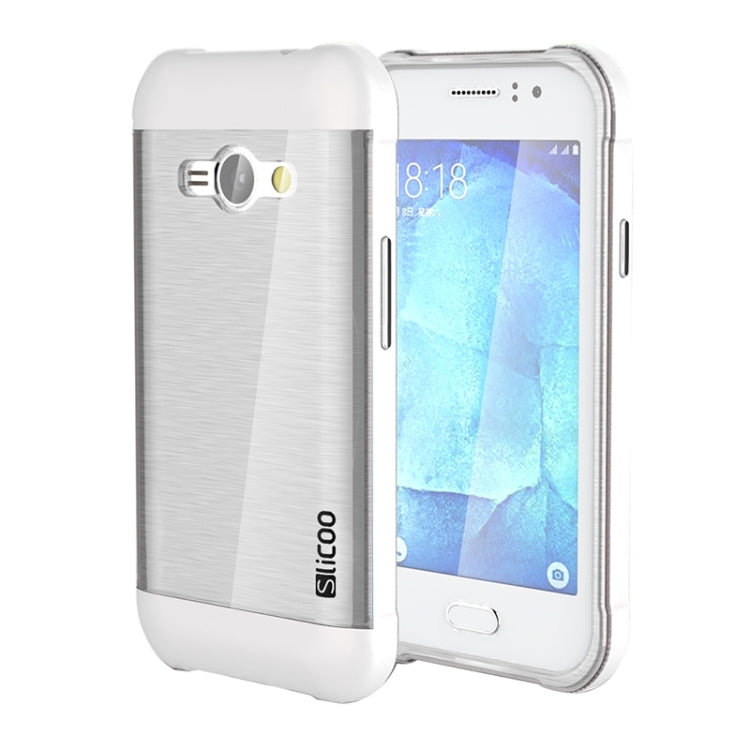 Slicoo Brushed Texture Electroplating Transparenct TPU + PC Combination Case for Galaxy J1 Ace / J110