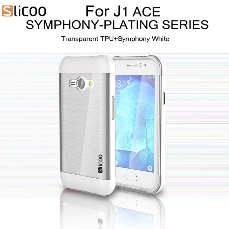 Slicoo Brushed Texture Electroplating Transparenct TPU + PC Combination Case for Galaxy J1 Ace / J110