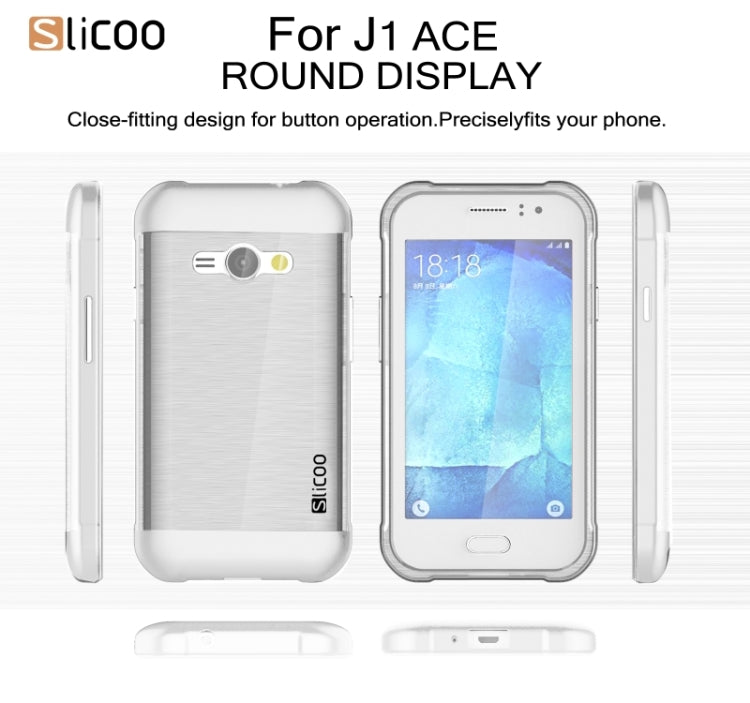 Slicoo Brushed Texture Electroplating Transparenct TPU + PC Combination Case for Galaxy J1 Ace / J110