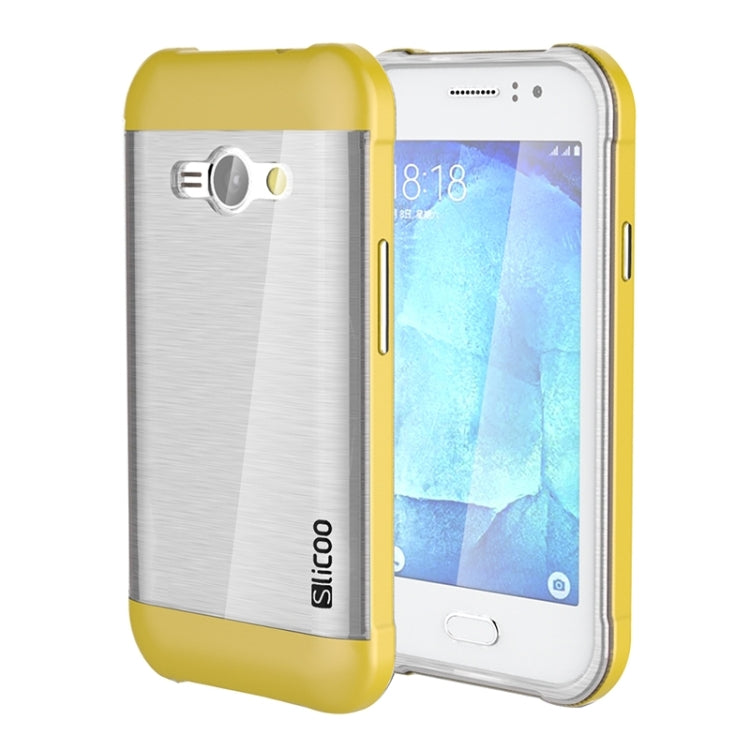 Slicoo Brushed Texture Electroplating Transparenct TPU + PC Combination Case for Galaxy J1 Ace / J110