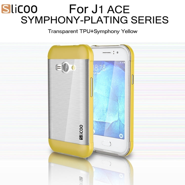 Slicoo Brushed Texture Electroplating Transparenct TPU + PC Combination Case for Galaxy J1 Ace / J110