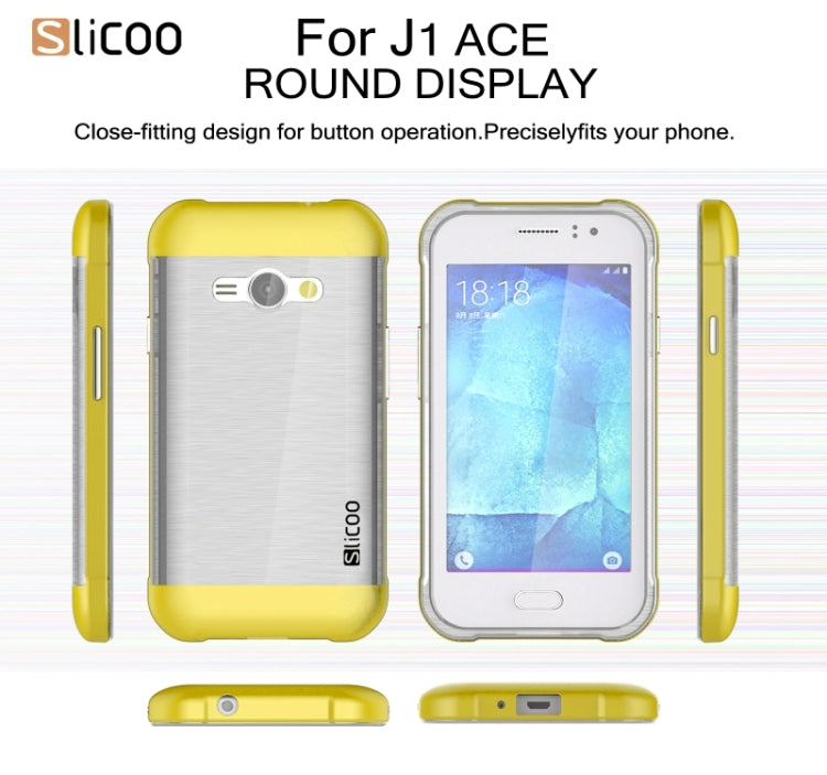 Slicoo Brushed Texture Electroplating Transparenct TPU + PC Combination Case for Galaxy J1 Ace / J110