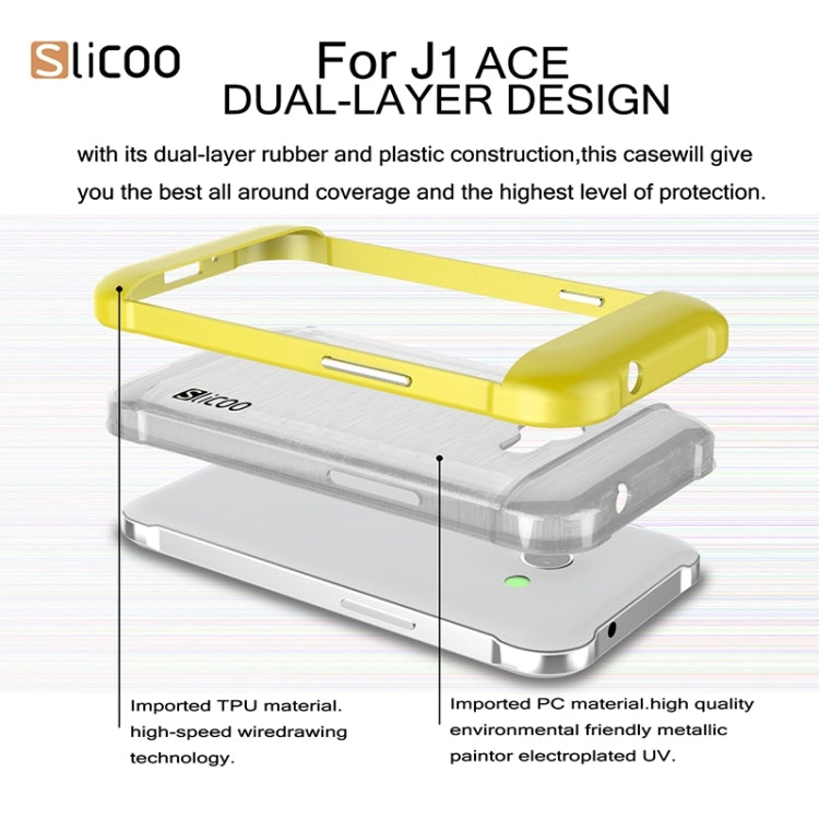 Slicoo Brushed Texture Electroplating Transparenct TPU + PC Combination Case for Galaxy J1 Ace / J110