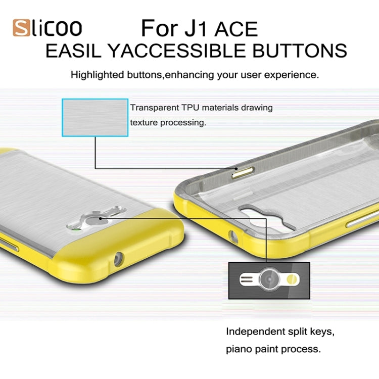 Slicoo Brushed Texture Electroplating Transparenct TPU + PC Combination Case for Galaxy J1 Ace / J110