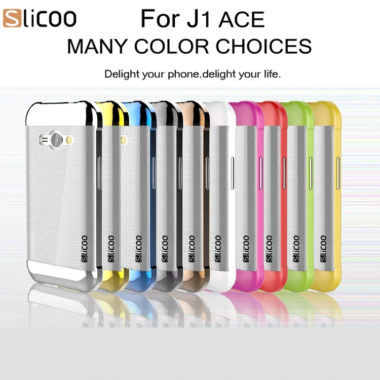 Slicoo Brushed Texture Electroplating Transparenct TPU + PC Combination Case for Galaxy J1 Ace / J110