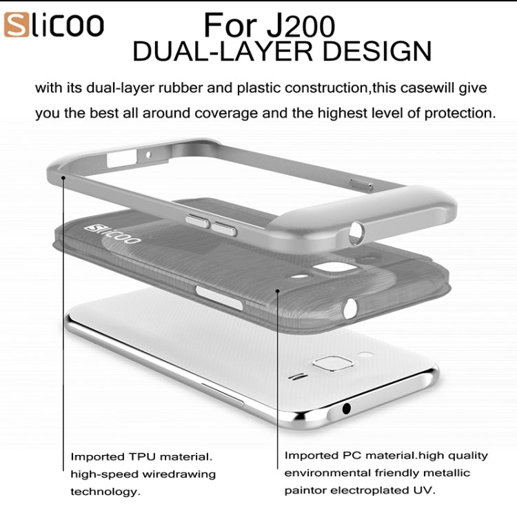 Slicoo Brushed Texture Electroplating Combination Case for Galaxy J2 / J200