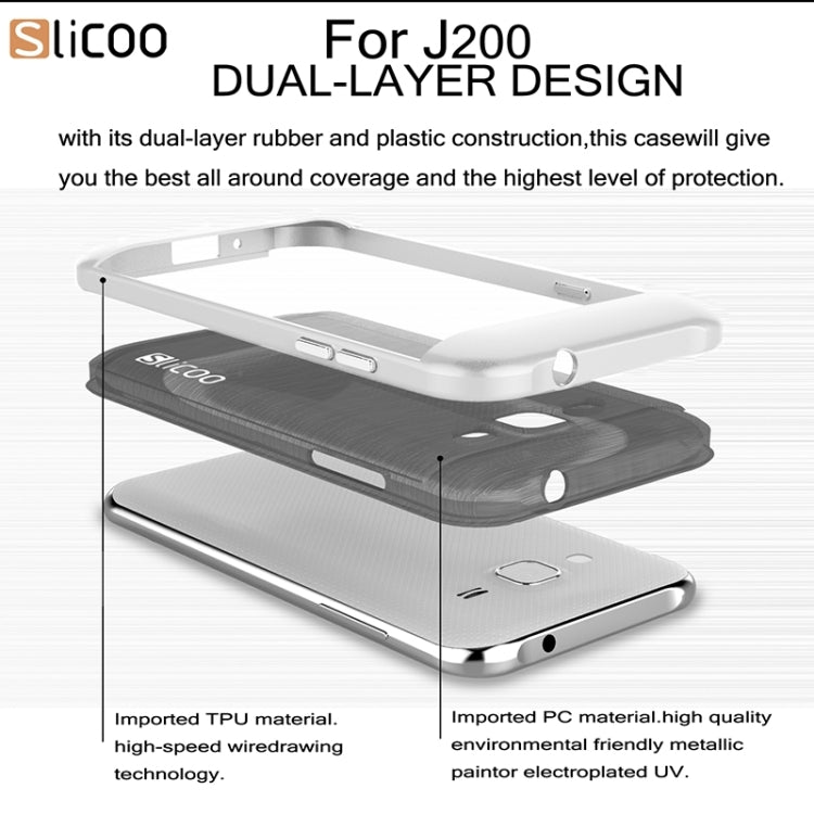 Slicoo Brushed Texture Electroplating Combination Case for Galaxy J2 / J200