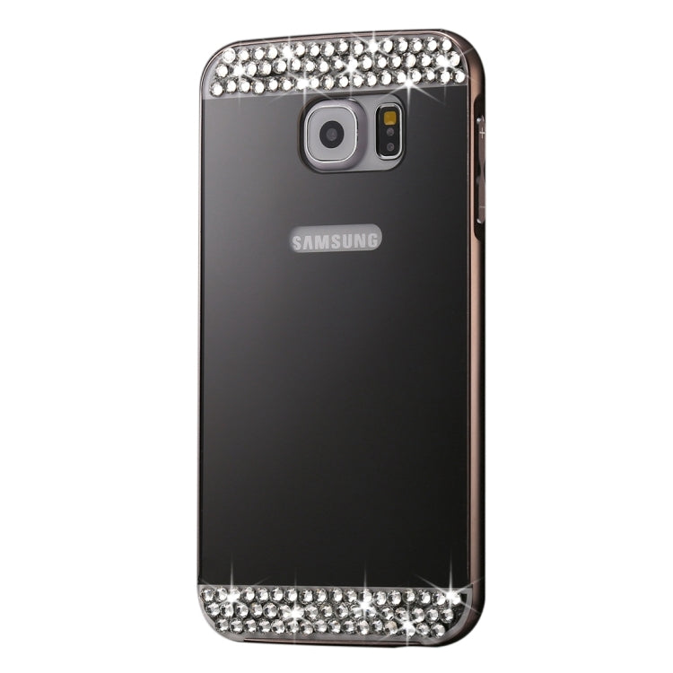 For Galaxy S7 / G930 Fashionable Electroplating Diamante Push Pull Back Shell Cover + Metal Bumper Frame