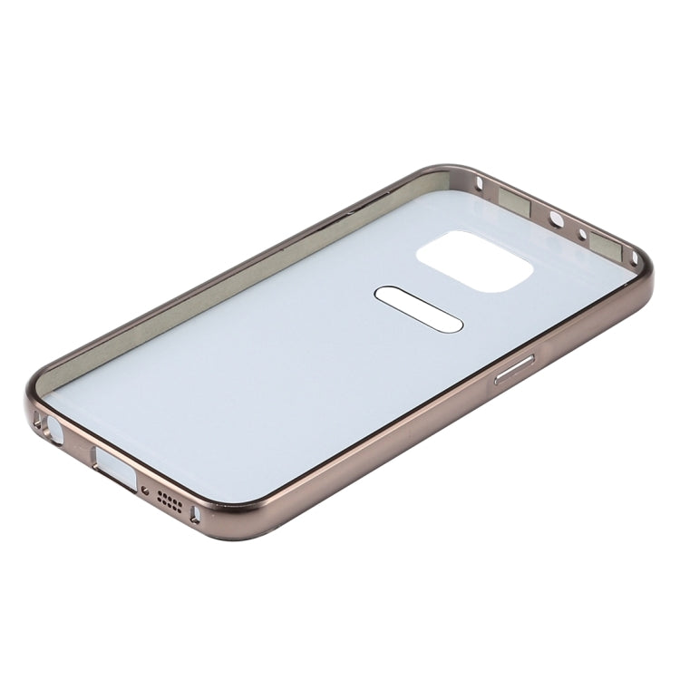 For Galaxy S7 / G930 Fashionable Electroplating Diamante Push Pull Back Shell Cover + Metal Bumper Frame