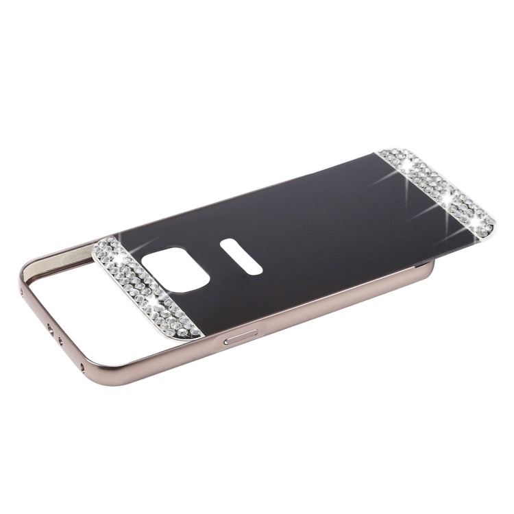 For Galaxy S7 / G930 Fashionable Electroplating Diamante Push Pull Back Shell Cover + Metal Bumper Frame