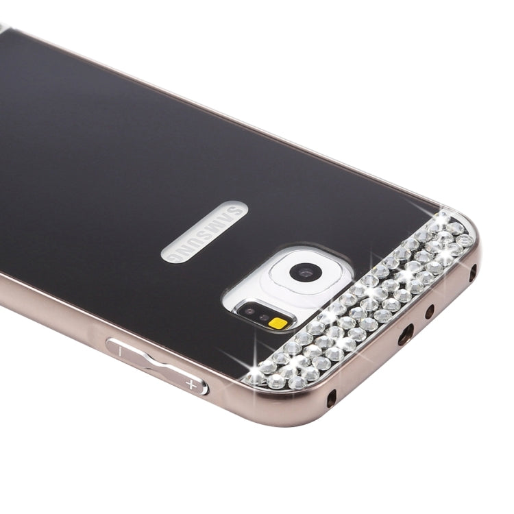For Galaxy S7 / G930 Fashionable Electroplating Diamante Push Pull Back Shell Cover + Metal Bumper Frame