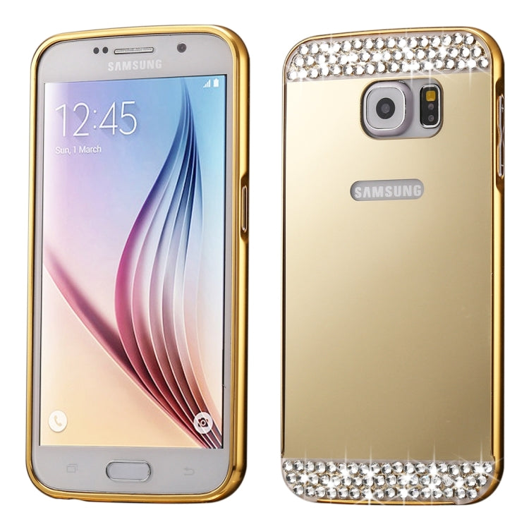 For Galaxy S7 / G930 Fashionable Electroplating Diamante Push Pull Back Shell Cover + Metal Bumper Frame