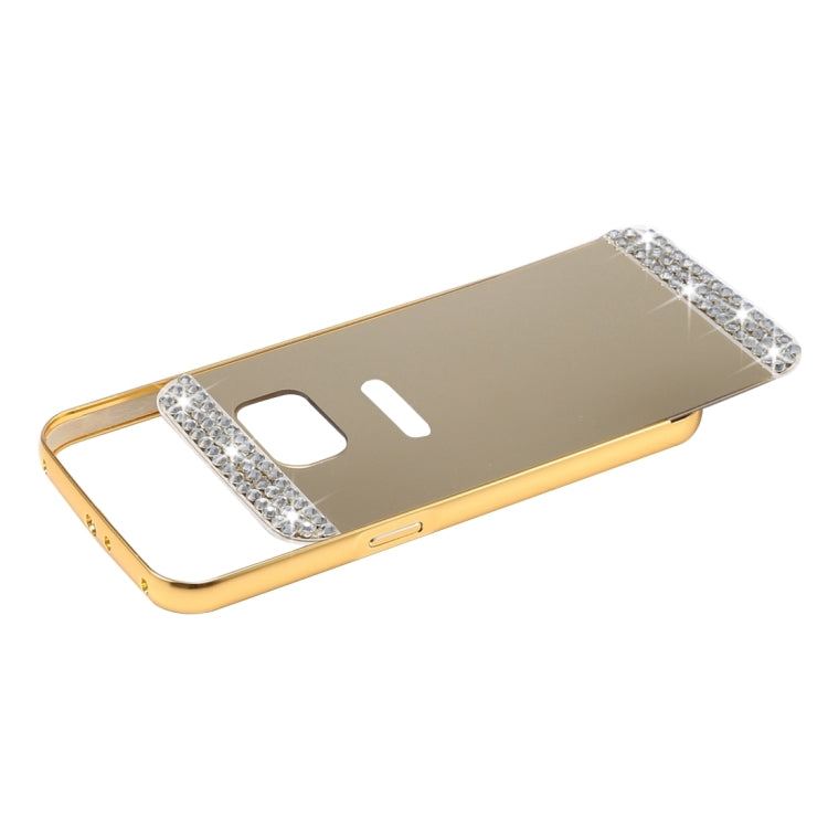 For Galaxy S7 / G930 Fashionable Electroplating Diamante Push Pull Back Shell Cover + Metal Bumper Frame