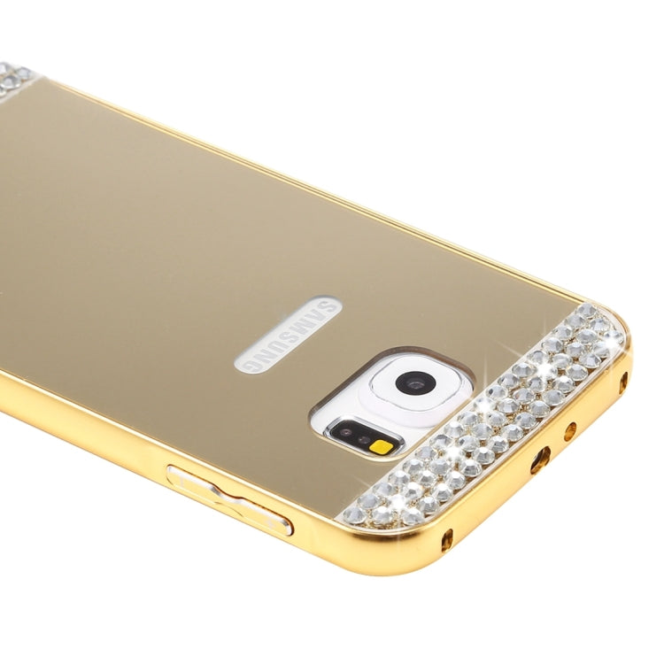 For Galaxy S7 / G930 Fashionable Electroplating Diamante Push Pull Back Shell Cover + Metal Bumper Frame
