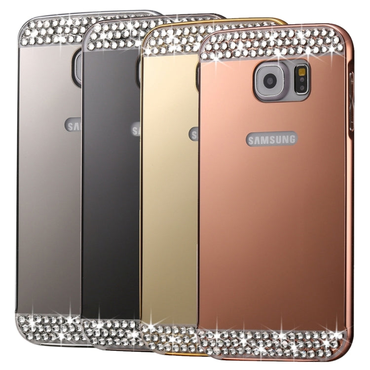 For Galaxy S7 / G930 Fashionable Electroplating Diamante Push Pull Back Shell Cover + Metal Bumper Frame