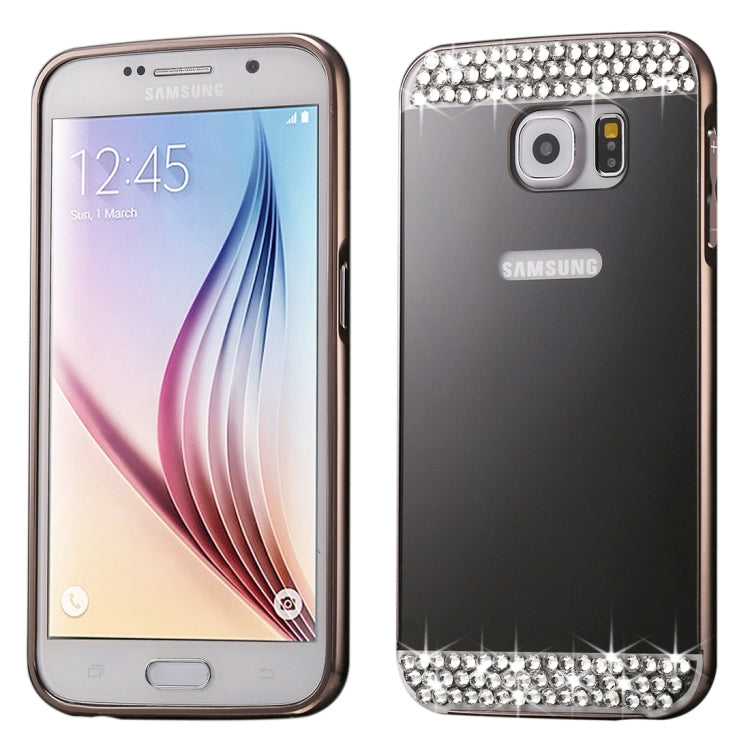 For Galaxy S7 Edge / G935 Fashionable Electroplating Diamante Push Pull Back Shell Cover + Metal Bumper Frame