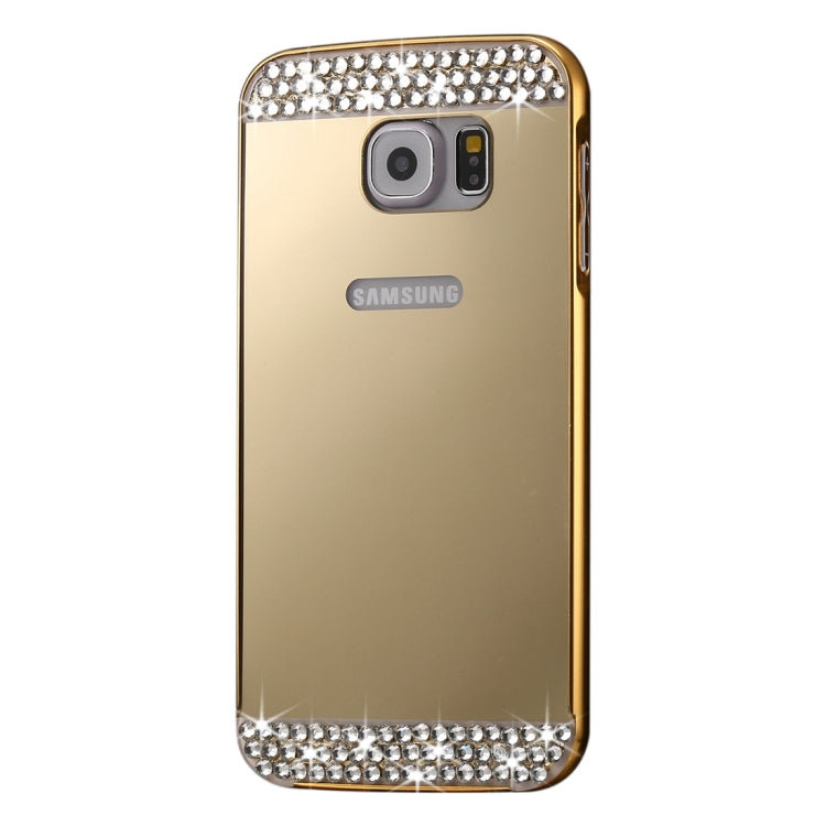 For Galaxy S7 Edge / G935 Fashionable Electroplating Diamante Push Pull Back Shell Cover + Metal Bumper Frame