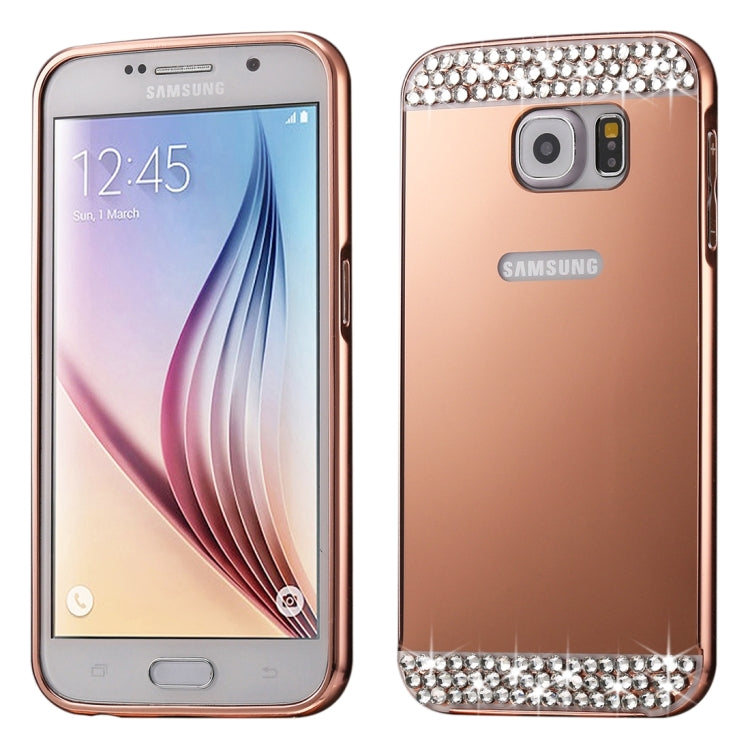 For Galaxy S7 Edge / G935 Fashionable Electroplating Diamante Push Pull Back Shell Cover + Metal Bumper Frame