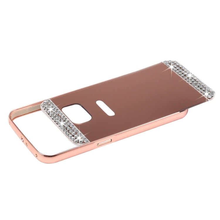 For Galaxy S7 Edge / G935 Fashionable Electroplating Diamante Push Pull Back Shell Cover + Metal Bumper Frame