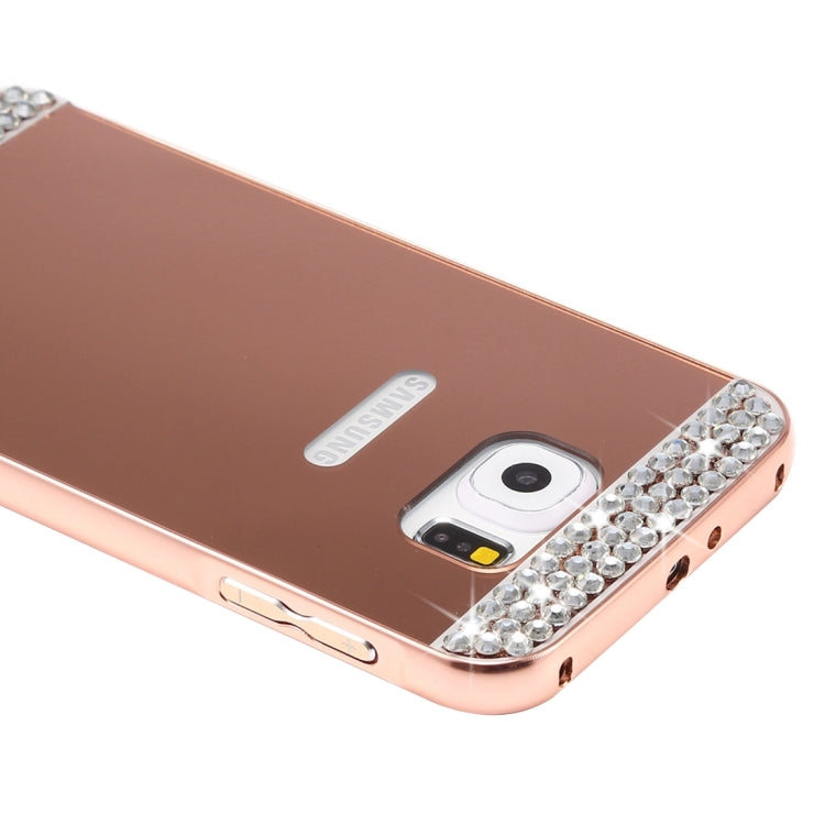 For Galaxy S7 Edge / G935 Fashionable Electroplating Diamante Push Pull Back Shell Cover + Metal Bumper Frame