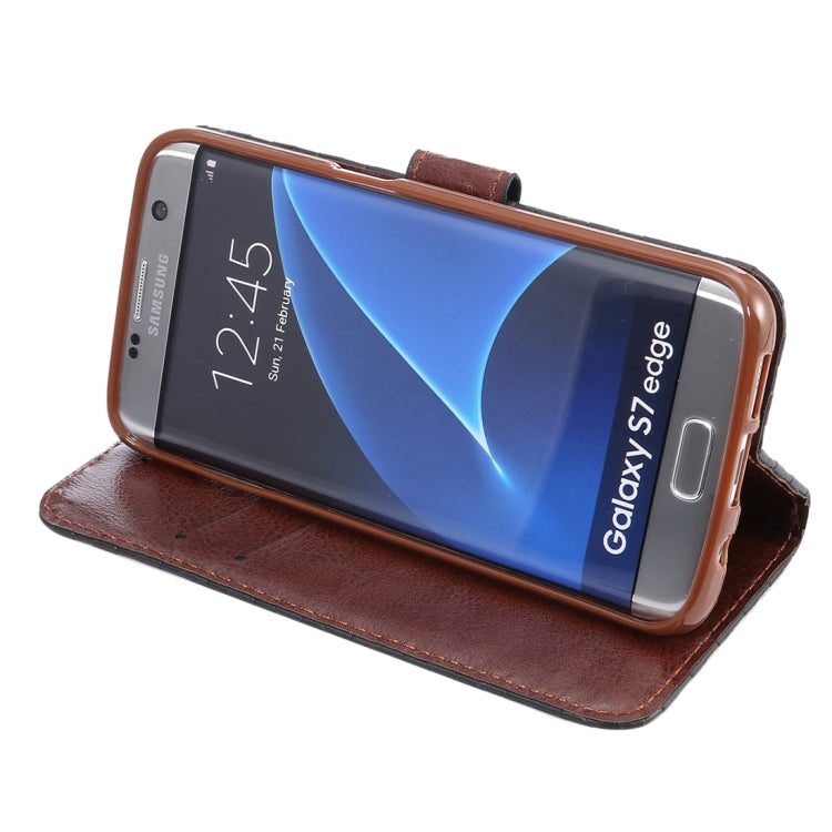 For Galaxy S7 Edge/ G935 Small Grid Voltage Texture Horizontal Flip Leather Case with Holder & Card Slots