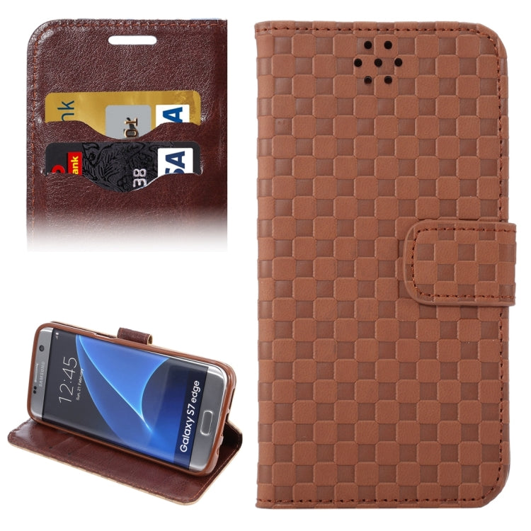 For Galaxy S7 Edge/ G935 Small Grid Voltage Texture Horizontal Flip Leather Case with Holder & Card Slots