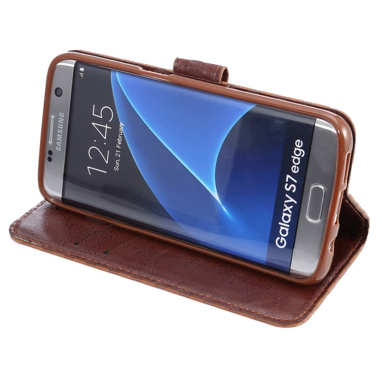For Galaxy S7 Edge/ G935 Small Grid Voltage Texture Horizontal Flip Leather Case with Holder & Card Slots