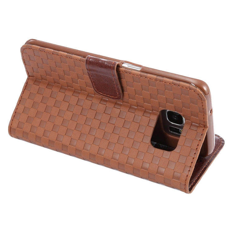 For Galaxy S7 Edge/ G935 Small Grid Voltage Texture Horizontal Flip Leather Case with Holder & Card Slots