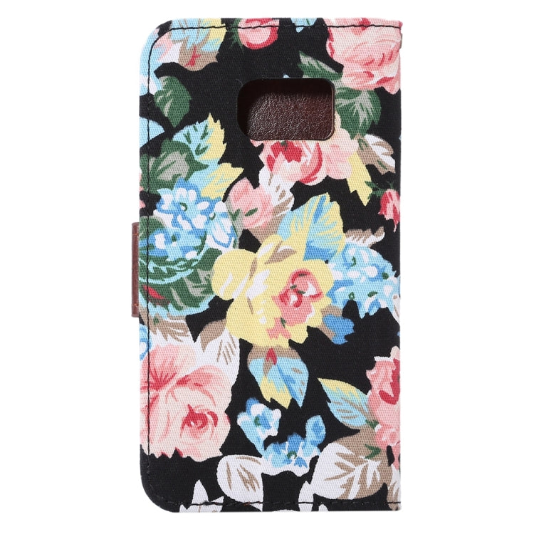 For Galaxy S7 Edge/G935 Flower Pattern Cloth Surface Horizontal Flip Leather Case with Holder & Card Slots