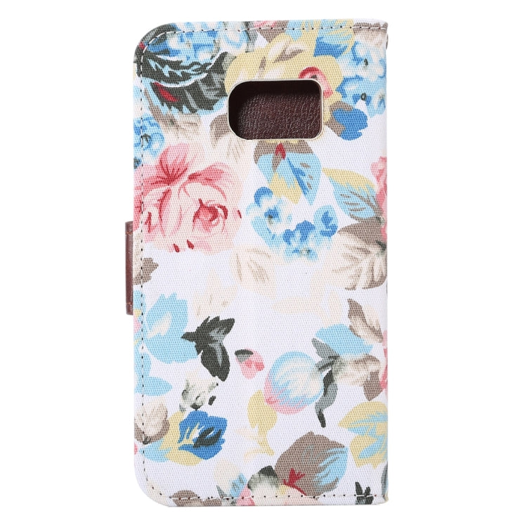 For Galaxy S7 Edge/G935 Flower Pattern Cloth Surface Horizontal Flip Leather Case with Holder & Card Slots