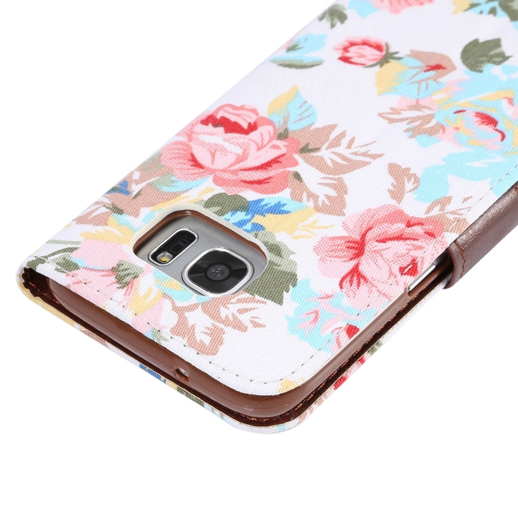 For Galaxy S7 Edge/G935 Flower Pattern Cloth Surface Horizontal Flip Leather Case with Holder & Card Slots