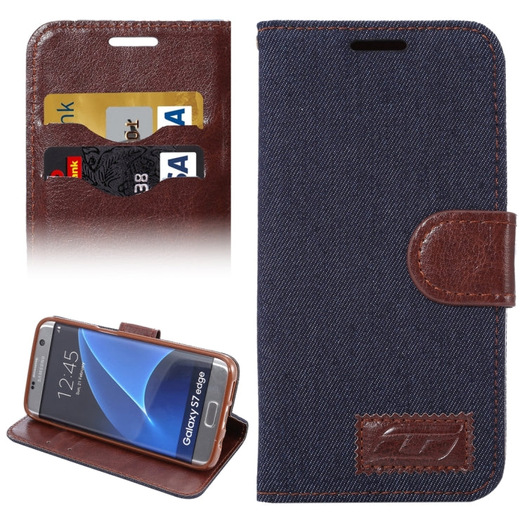 For Galaxy S7 Edge/G935 Jeans Horizontal Flip Leather Case with Holder & Card Slots