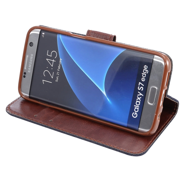 For Galaxy S7 Edge/G935 Jeans Horizontal Flip Leather Case with Holder & Card Slots
