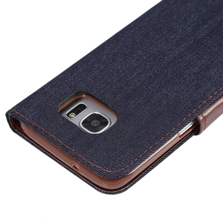 For Galaxy S7 Edge/G935 Jeans Horizontal Flip Leather Case with Holder & Card Slots
