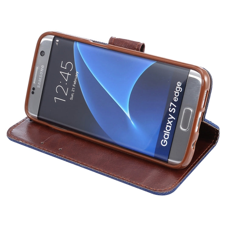 For Galaxy S7 Edge/G935 Jeans Horizontal Flip Leather Case with Holder & Card Slots