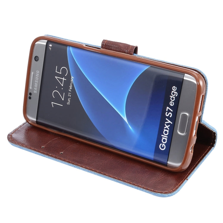 For Galaxy S7 Edge/G935 Jeans Horizontal Flip Leather Case with Holder & Card Slots