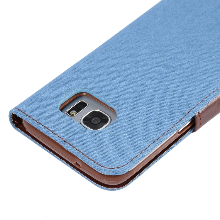For Galaxy S7 Edge/G935 Jeans Horizontal Flip Leather Case with Holder & Card Slots