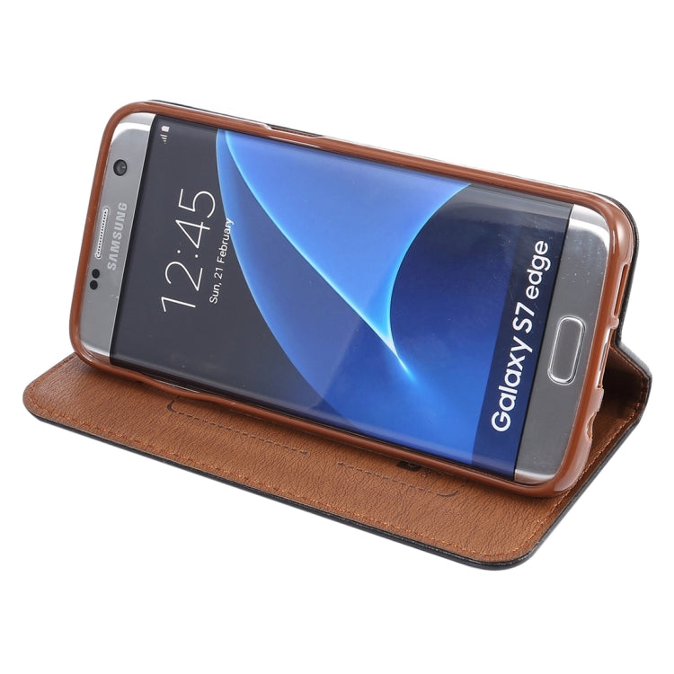 For Galaxy S7 Edge / G935 Magnetic Crazy Horse Texture Horizontal Flip Leather Case with Holder & Card Slots