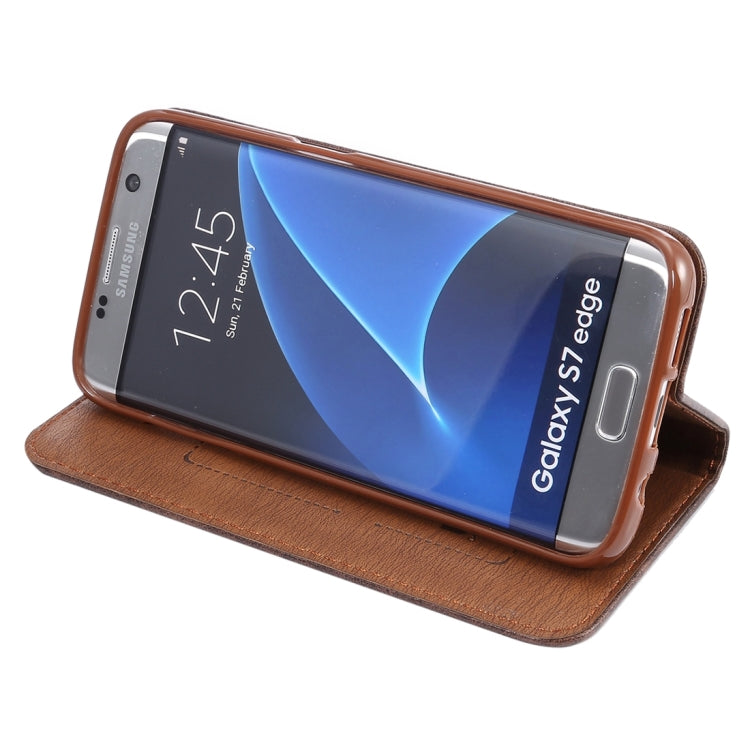 For Galaxy S7 Edge / G935 Magnetic Crazy Horse Texture Horizontal Flip Leather Case with Holder & Card Slots