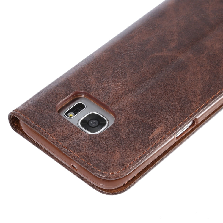 For Galaxy S7 Edge / G935 Magnetic Crazy Horse Texture Horizontal Flip Leather Case with Holder & Card Slots