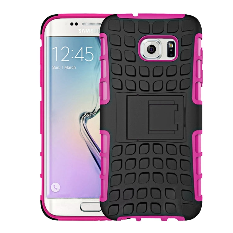 For Galaxy S7 Edge / G935 2 in 1 Double Colored Tire Texture Combination Case with Separable Black Holder