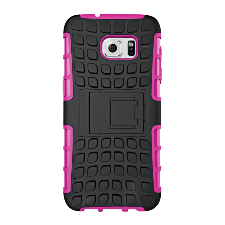 For Galaxy S7 Edge / G935 2 in 1 Double Colored Tire Texture Combination Case with Separable Black Holder