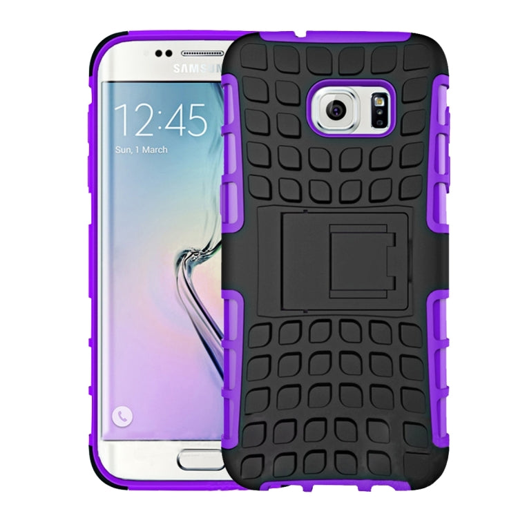 For Galaxy S7 Edge / G935 2 in 1 Double Colored Tire Texture Combination Case with Separable Black Holder