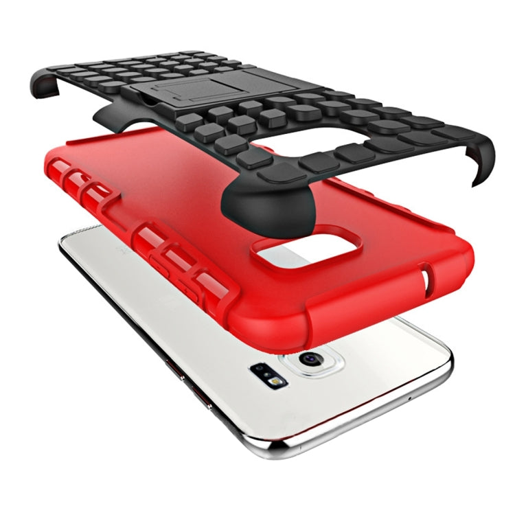 For Galaxy S7 Edge / G935 2 in 1 Double Colored Tire Texture Combination Case with Separable Black Holder