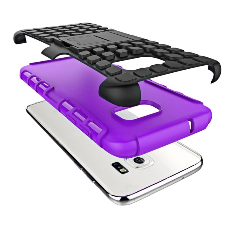 For Galaxy S7 / G930 2 in 1 Double Colored Tire Texture Combination Case with Separable Black Holder