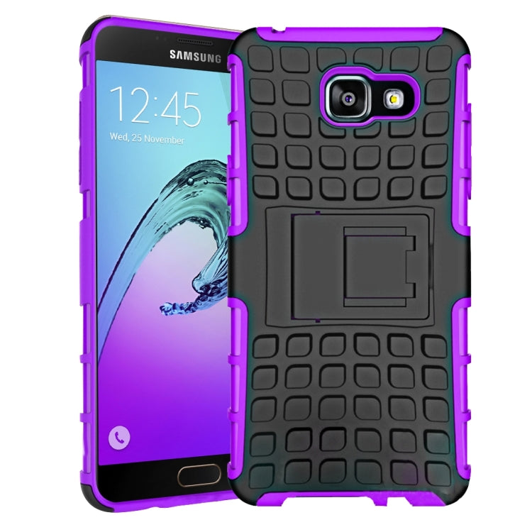 For Galaxy A5(2016) / A510 2 in 1 Double Colored Tire Texture Combination Case with Separable Black Holder