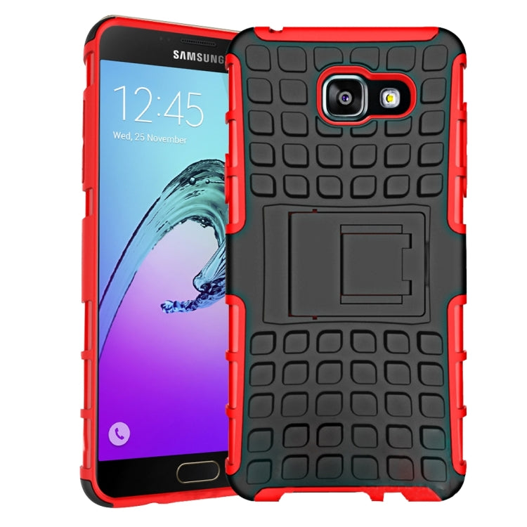 For Galaxy A5(2016) / A510 2 in 1 Double Colored Tire Texture Combination Case with Separable Black Holder