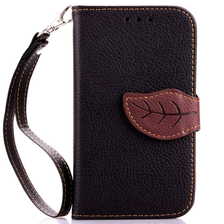 Leaf Magnetic Snap Litchi Texture Horizontal Flip Leather Case with Card Slots & Holder & Lanyard for Galaxy Ace 4 G357