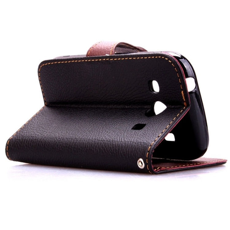 Leaf Magnetic Snap Litchi Texture Horizontal Flip Leather Case with Card Slots & Holder & Lanyard for Galaxy Ace 4 G357